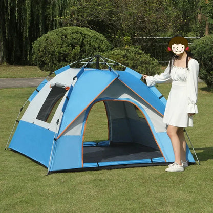3-4 Person Automatic Camping Tent Quick Open Full-automatic Outdoor Tent Waterproof And UV Resistant Family Travel Beach Tent