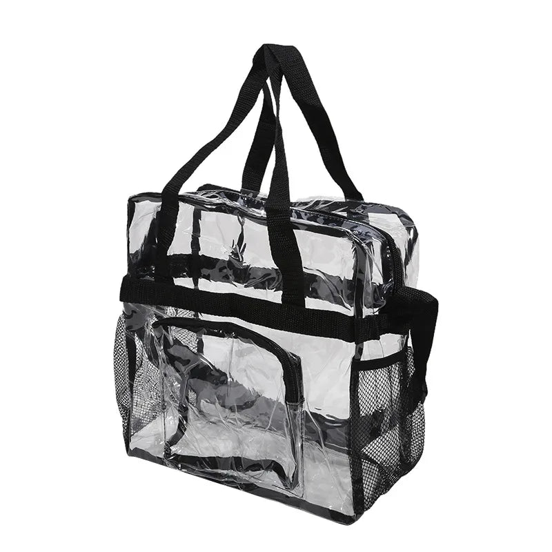 Portable PVC Transparent Shoulder Crossbody Bag Tote Satchel Handbag for Women Lady Large Capacity Clear Bag Shopping Handbag
