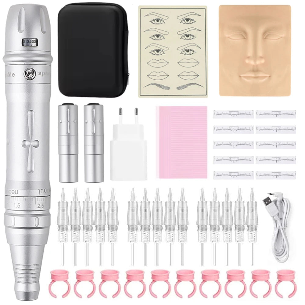 Wireless PMU Machine Kit or Disposable Sterilized Tattoo Needles for Permanent Eyebrow Lip Eyeliner Makeup Tattoo Pen Machine