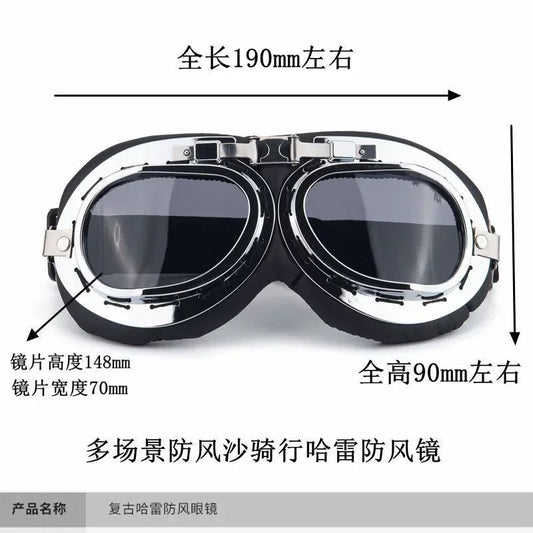Windproof Retro Motorcycle Goggles Glasses，Motorbike Pilot Steampunk Vintage ATV Biker Scooter，Motorcycle Sunglasses