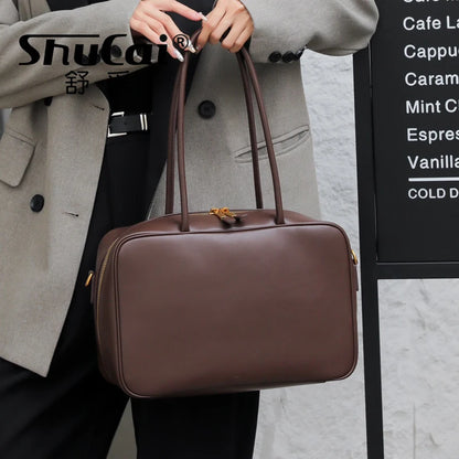 Genuine Leather Fashion Women Shoudler Black Bags Luxury Desiger Ladies Crossbody Cowhide Brown Large Bag Female Handbags Coffe