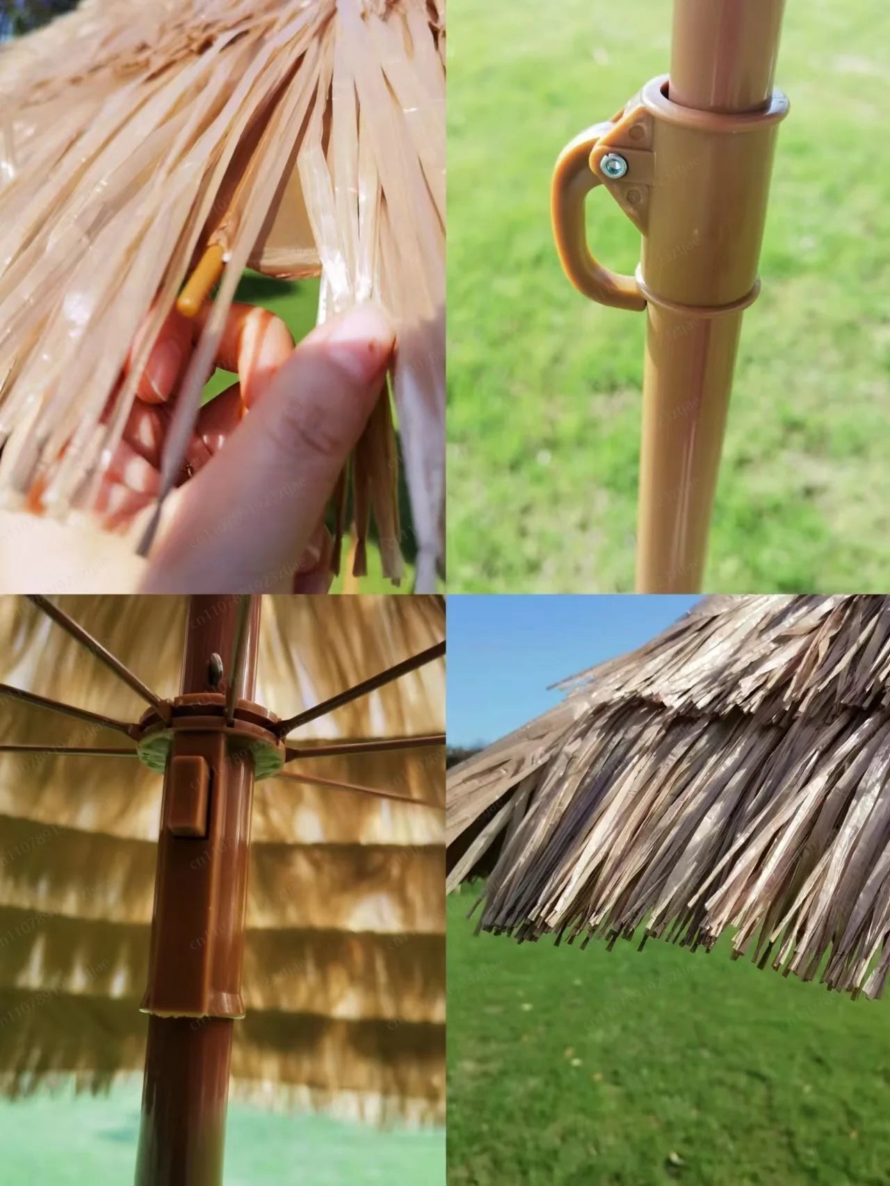 Hot-selling outdoor shading simulation straw garden decorative umbrella can be turned to sunscreen sun umbrella