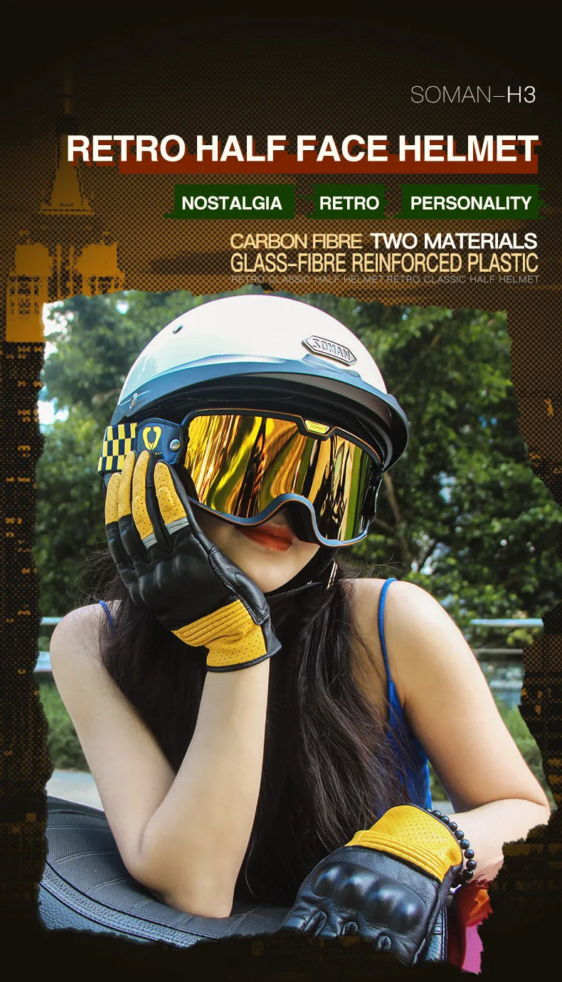 Summer Motorcycle Helmet S-XXXL Cascos Para Moto Retro Half Face Motorbike Riding Anti-UV Len Cool Style Chopper for Men Use
