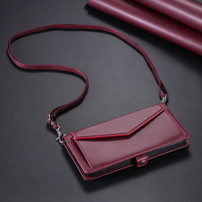 Crossbody Leather Wallet Case For iPhone17 16 Pro Air 16E 15 14 13 12 11 Pro Max XS XR SE 8 7 Card Solt Pocket Shoulder Cover