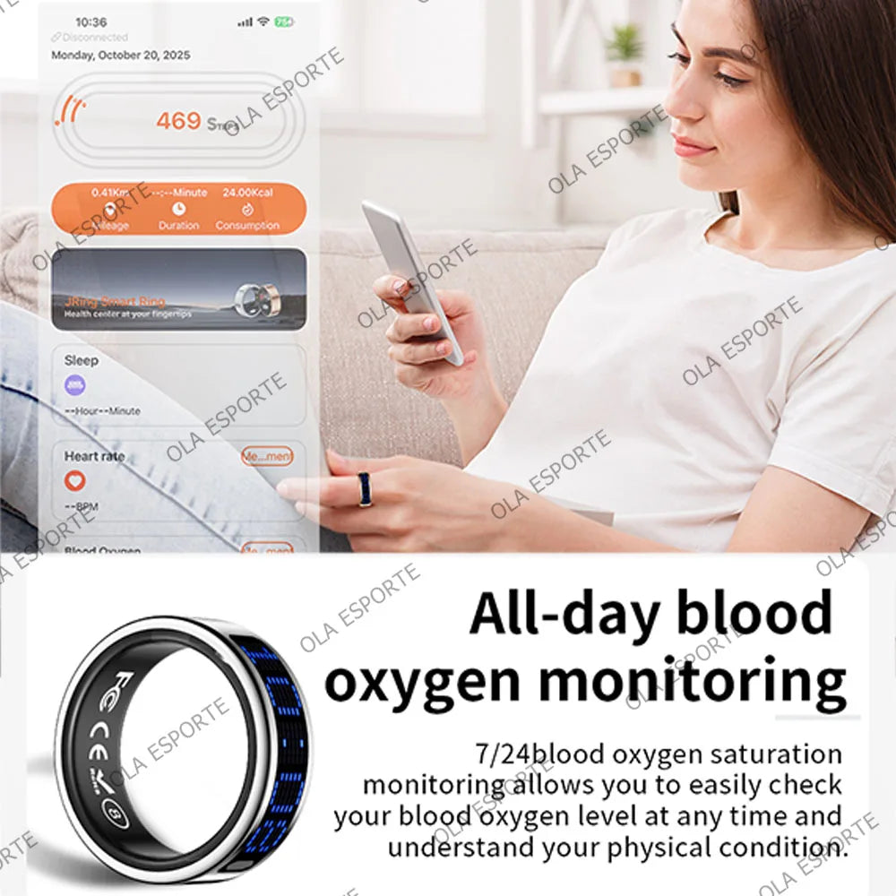 Call ID Reminder Smart Ring Heart Rate Blood Pressure Monitor Men Women Smartring 5ATM Waterproof Health Multi Sports Ring 2026