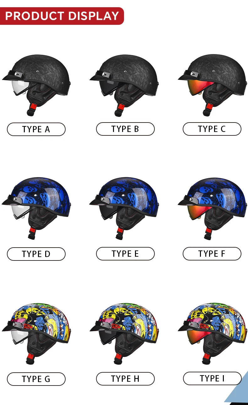 New Arrivals Retro Half Face Motorcycle Helmet DOT ECE Half Motorbike Helmets Men Women Unisex Low Profile Half Helm