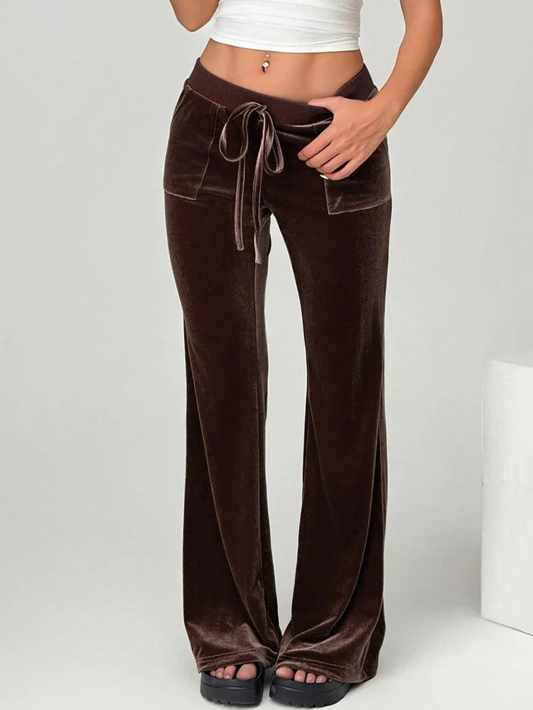 2025 autumn and winter women's micro flared pants slim fit and slimming casual flared pants velvet pants