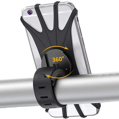 360 Rotatable Bicycle Phone Holder Bike MTB Moto Electric Vehicle Navigation Phone Strap Shockproof Elastic Silicone Holder