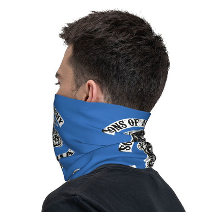 Custom 1 Percenter Essential Sons Bandana Neck Gaiter for Ski Camping Men Women Wrap Scarf TV Show Anarchy Headband Warmer