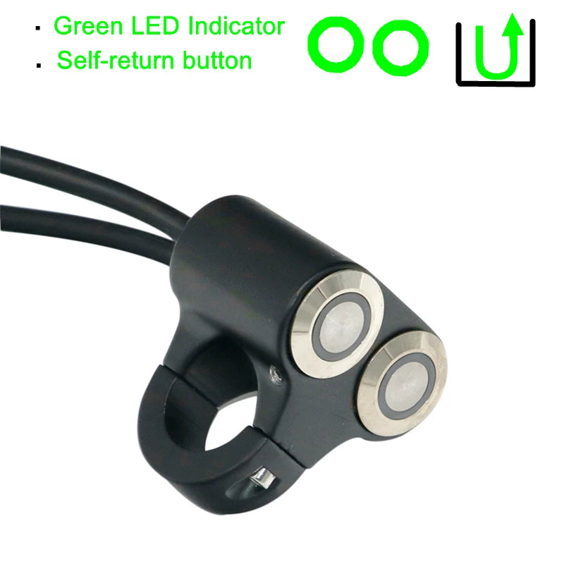LMoDri 22mm Handlebar Motorcycle Switches ATV Scooter Headlight Hazard Brake Fog Light Switch ON-OFF Aluminum With Indicator DIY