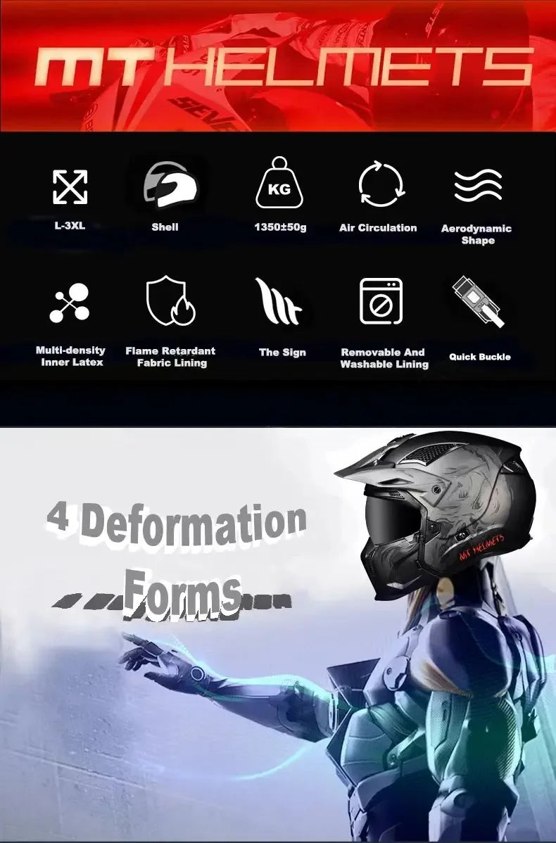 MT Street Fighter Motorcycle Helmet Detachable Combination Electroplated Gold Helmet ECE DOT Certification Full Face Casco Moto