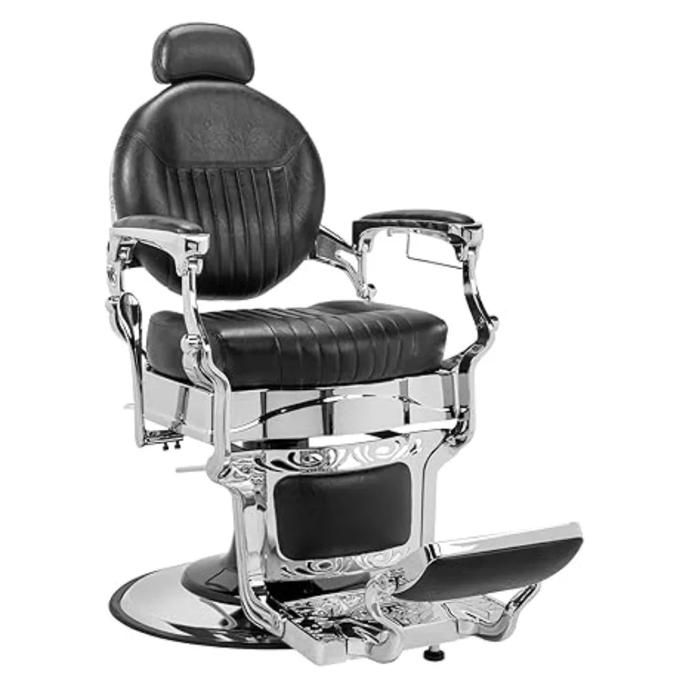 700lbs Heavy Duty Barber Chair | Vintage Recline Style with Smooth Hydraulic | 360° Rotatable, Headrest,Customized