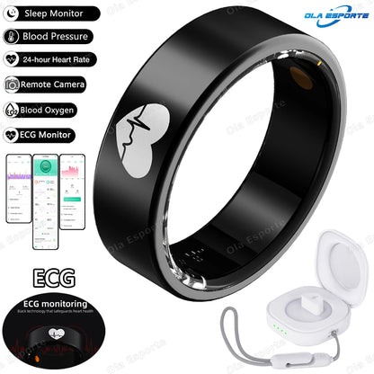 2025 New Smart Ring ECG Detection Blood Pressure,Heart Rate Ring,Body Temperature Monitor Waterproof GPS Tracking Men Women Ring