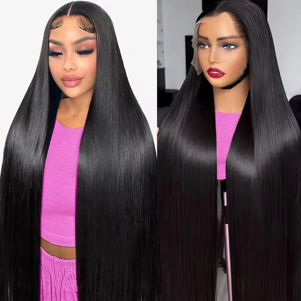 13x6 Bone Straight Hd Transparent 13x4 Lace Front Human Hair Wig 30 40 Inch For Women Pre Plucked With Baby Hair Lace Front Wigs