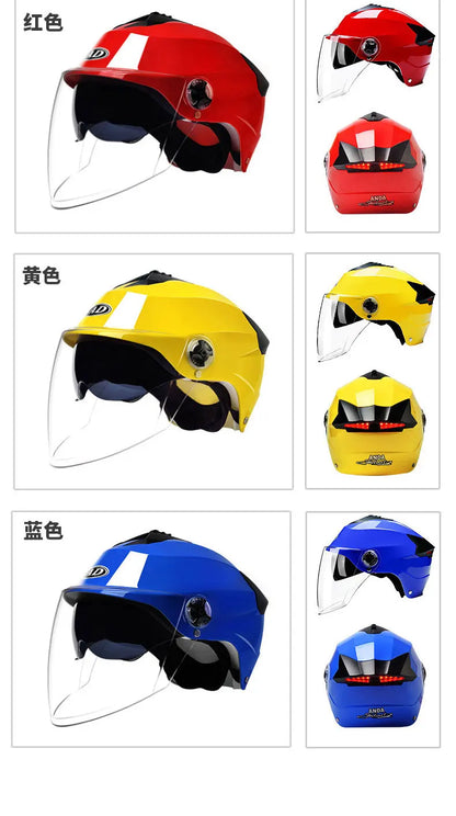 Motorcycle Helmets With Led Lights Moped Helmet Electric Scooter for Men Women With Double Visor Rechargeable Bicycle Light Bike