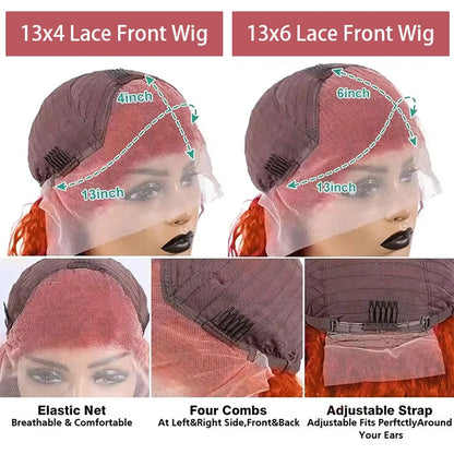 Water Wave Ginger Lace Front Wigs Human Hair 13x4 13x6 #350 Colored Wigs 100% Brazilian Human Hair Deep Curly Wigs Orange Ginger
