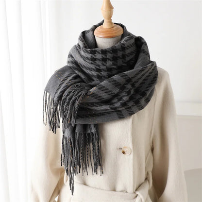 Houndstooth Scarf Men Women Autumn Winter Cashmere Scarves Wrap Student Fashion Thicken Warm Long Tassel Shawl Lady Bufanda New