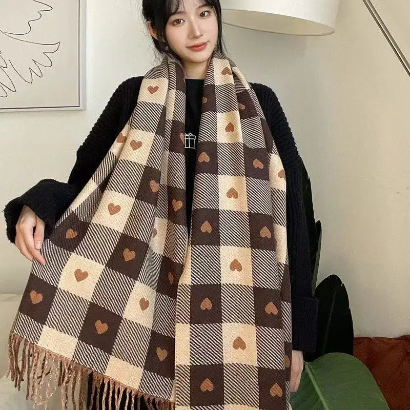 Unisex Cashmere Feel Scarf Winter Warm Soft Neck Wrap for Men Women All-Match Outdoor Hiking Scarf Decorate The Gift