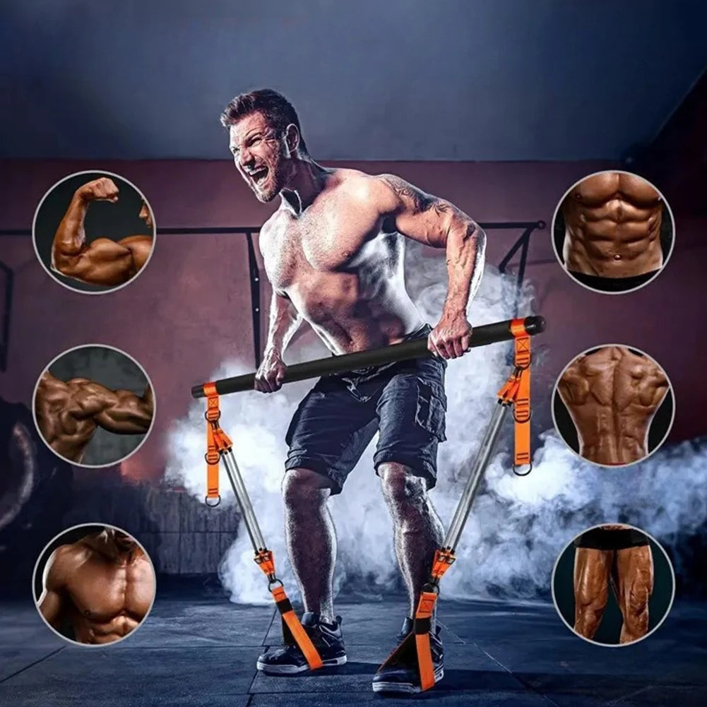 Pilates Bar Kit with Resistance Bands Exercise Bands Set Portable Yoga Pilates Stick for Home Gym Fitness Yoga Strength Training