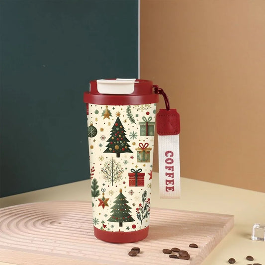 Christmas Thermos Cup 530ml Portable Coffee Mug Tumbler 316 Stainless Steel Vacuum Flasks Cold and Hot Insulated Xmas Gift Cup