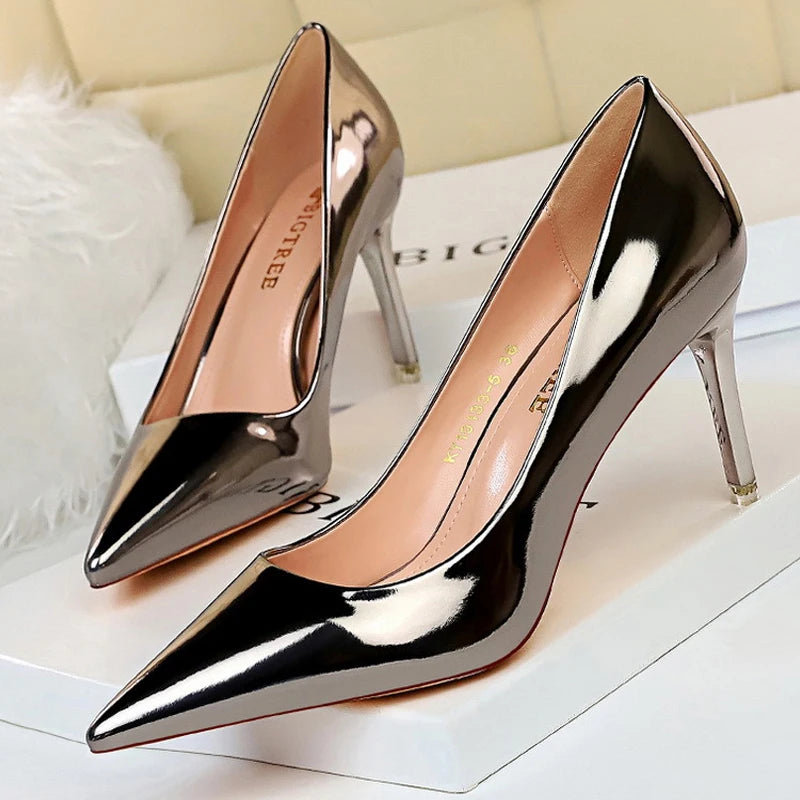 BIGTREE Shoes Classic Pumps Patent Leather Women Pumps Fashion Women Wedding Shoes High Heels Stiletto 10.5 Cm 7.5 Cm Lady Shoes