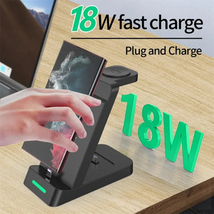 3 in 1 Wireless Charger Stand Fast Charging Station - for iPhone 17-12/X Apple Watch AirPods Samsung Galaxy S25/S23/S22 Charger