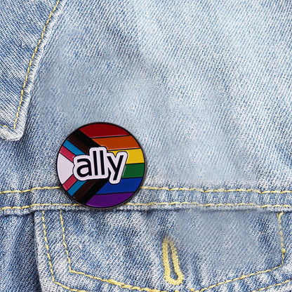 Pride Flag Ally Enamel Pin LGBTQ Equality Gay Lesbian Bisexual Trans Supports Rainbow Brooch Badge Jewelry Accessories