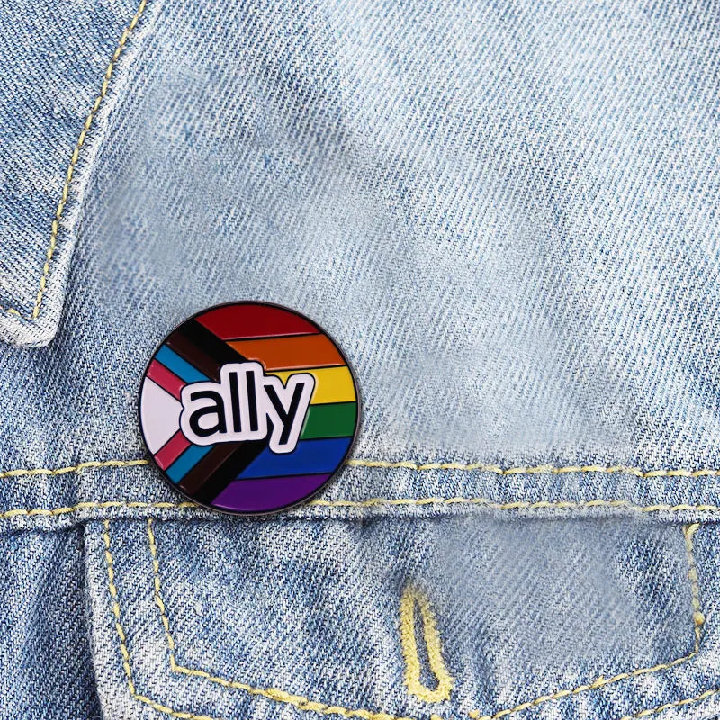 Pride Flag Ally Enamel Pin LGBTQ Equality Gay Lesbian Bisexual Trans Supports Rainbow Brooch Badge Jewelry Accessories