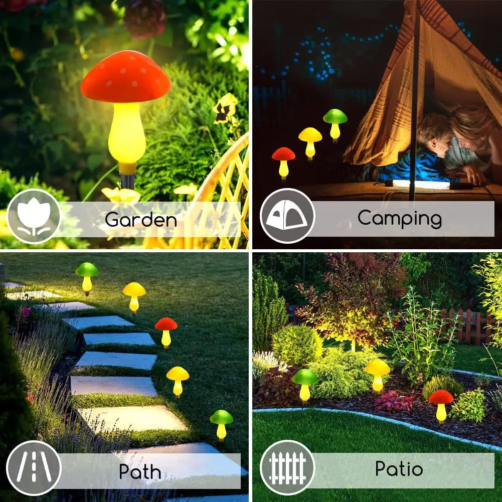 Solar mushroom string lights for garden and courtyard waterproof mushroom-shaped string lights for Amazon cross-border hot new p