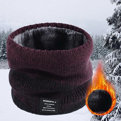 Winter Scarf for Men Fleece Ring Bandana Knitted Warm Solid Scarf Women Neck Warmer Thick Cashmere Hot Handkerchief Ski Mask
