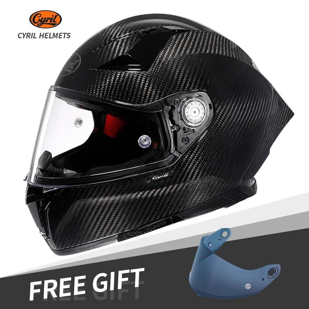 Unisex Lightweight Carbon Fiber Kevlar Full Face Motorcycle Street Bike Helmets Racing Helmet DOT ECE Approved CYRIL Casque Moto