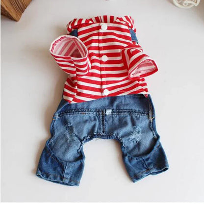 Dog Denim Overalls Puppy Jean Small Dog Costumes Pet Jean Jumpsuit Shirts Pants One-piece Outfits for Small medium Dogs