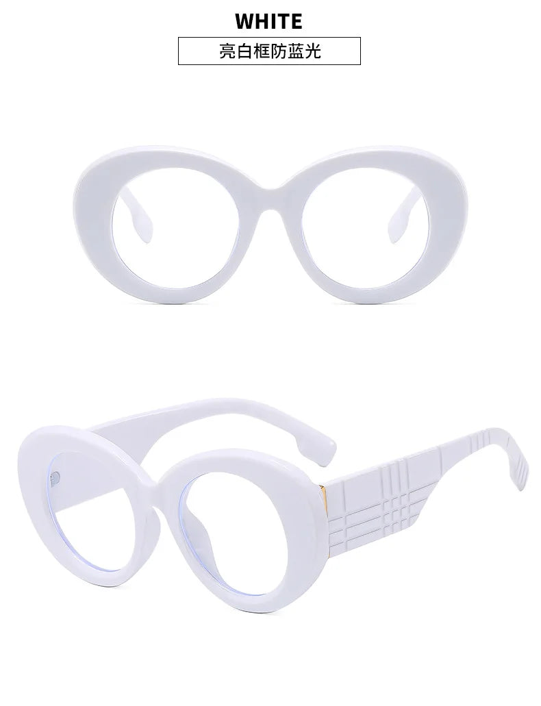 Retro Stripe Yellow Anti Blue Light Glasses For Women 2025 Luxury Brand Large Round Eyeglasses Frame Retro Transparent Glasses