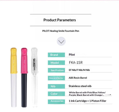 PILOT Kakuno Transparent Demo Student Fountain Pen,FKA-1SR Best for Practice,Calligraphy Available in EF/F/M Nibs Fun&Functional