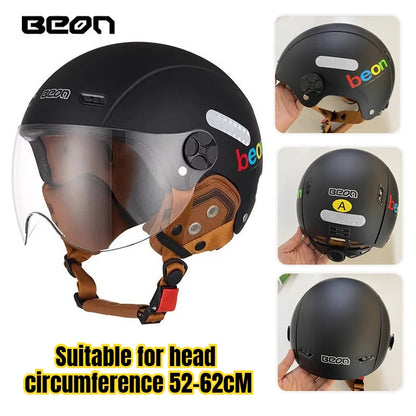 BEON Light Helmet Electric Motorcycle Lightweight Half Helmet Detachable Warm Ear Protection Capacete De Motocicleta