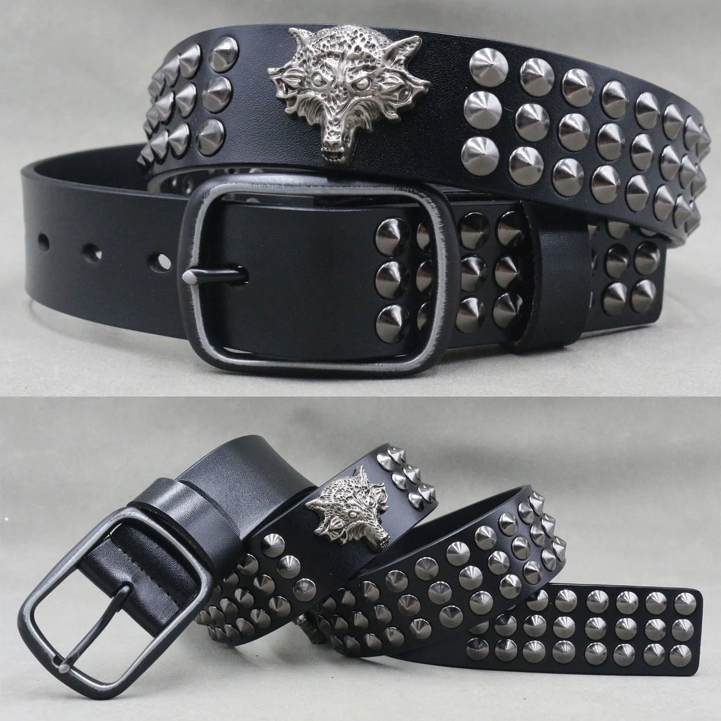 NEW Metal Rivet Cowboy Belt Genuine Leather Cowskin Men Belt Punk Rivet Jeans Belts For WOMEN Ceinture Homme Cinturones Hombre