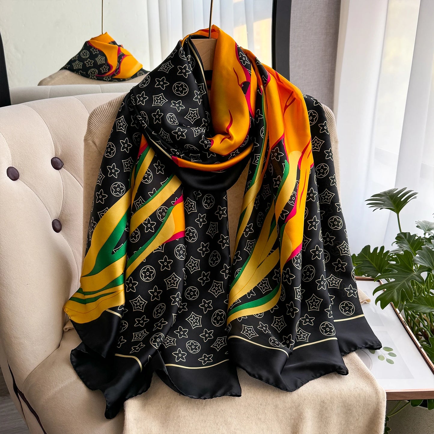 Luxury Brand Scarf Spring Summer Women Beach Sunscreen Fashion Party Shawl China Quality Silk Lady Popular Print Scarves Hijab