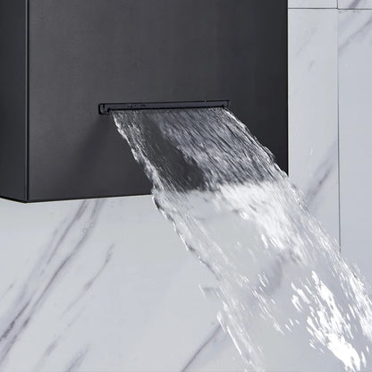 Black LED Shower Panel Tower System Rain Waterfall Shower Column Hydroelectricity Massage Body Spa Bath Shower Faucet Mixer