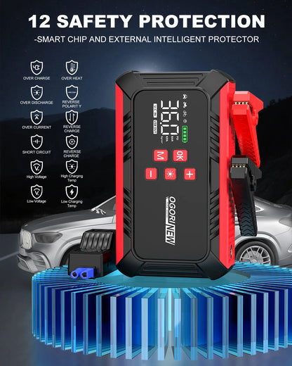 Jump Starter with Air Compressor 150PSI, 7000/8000A Portable Car Battery Booster (All Gas/16L Diesel)