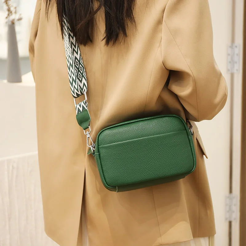 Genuine Leather Handbag For Women Crossbody Bag For Daily Commute Multi Compartment Zipper Shoulder Bag