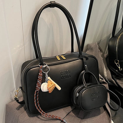 Women's Fashion Bowling Tote Handbags And Purses Retro Shoulder Crossbody Bags Quality Leather Ladies Messenger Bag Mini Purse