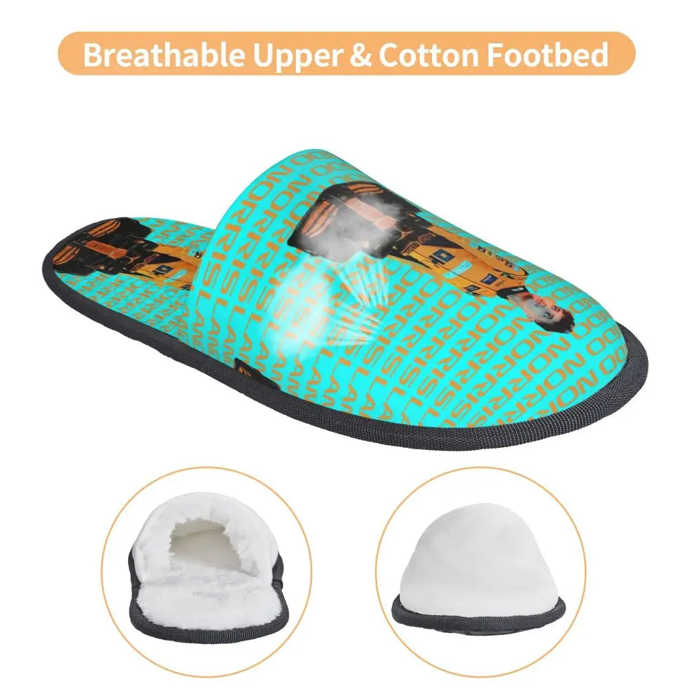 Custom British Lando Norris Racing Driver Guest Slippers for Spa Women House Slipper