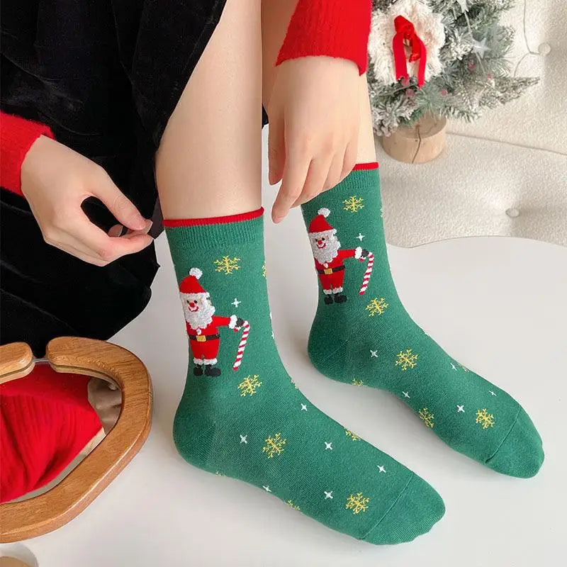 1/4pairs Men Christmas Socks New Year Funny Snowflake Beer Santa Claus Elk Snow Cotton Happy Socks Men Cartoon Women Sokken