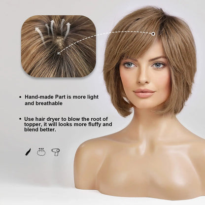 Hand-Tied Lace Front Wig Ombre Blonde Remy 100% Human Hair Wigs Natural Layered Bob HD Transparent Lace Frontal Hairs for Women