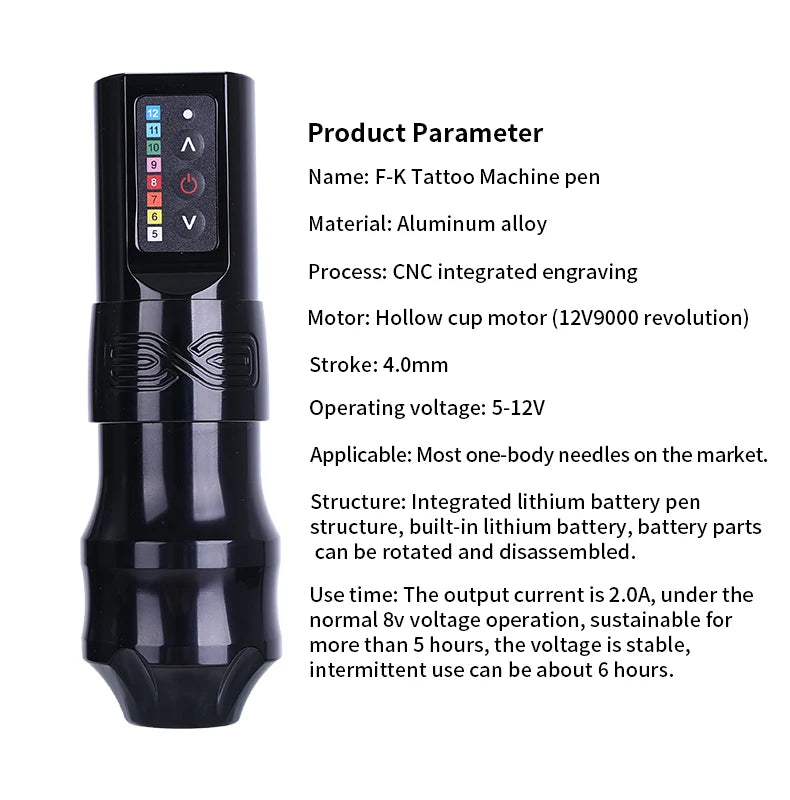 Wireless Cartridge Tattoo Machine Pen Rotary Wireless Battery Pen Portable Power Pack 1500mAh LED Digital Display Tattoo Gun