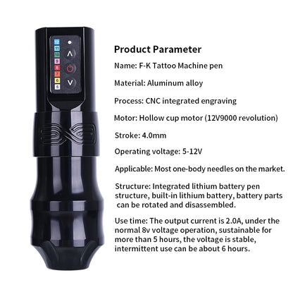 Wireless Cartridge Tattoo Machine Pen Rotary Wireless Battery Pen Portable Power Pack 1500mAh LED Digital Display Tattoo Gun