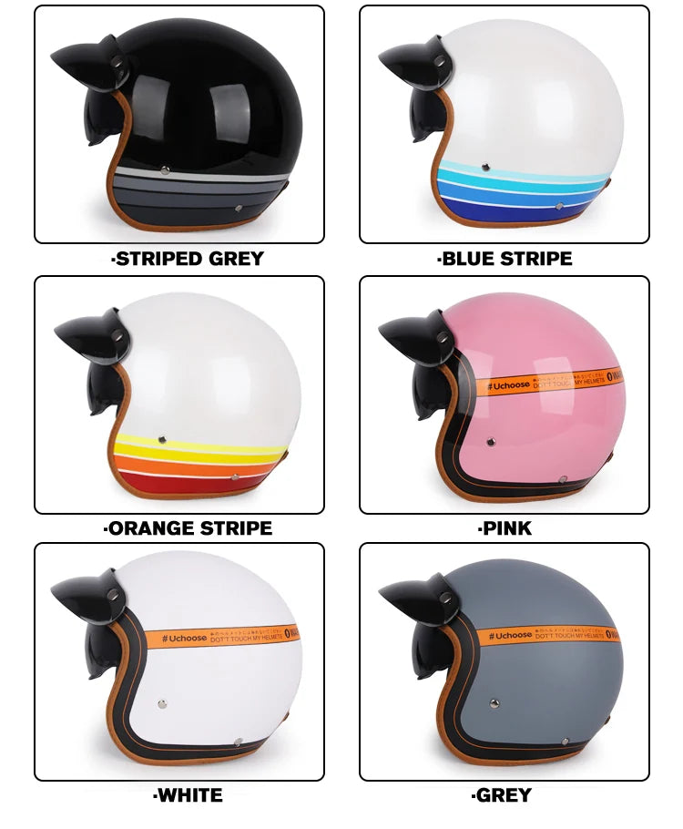 DOT Certificated Retro Motorcycle Helmet Cafe Racer Open Face Casco Moto Motorcycle Accessories Men Moto Helmets