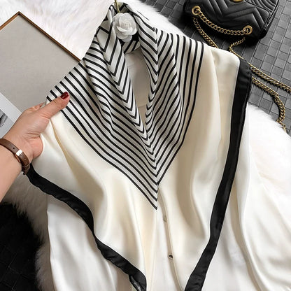 Spring and summer NEW Luxury Brand 90x90cm Silk Square Scarf Women Tie Hairband Cat printed Scarves Female Foulard scarf stores