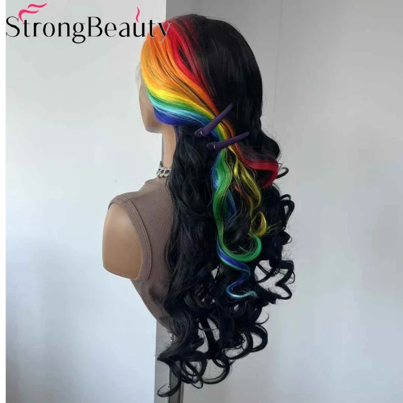 StrongBeauty Long Lace Front Wigs Synthetic Wavy Women Wig Heat Resistant Hair