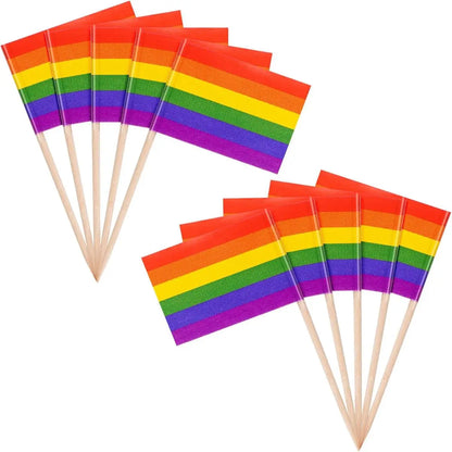 Free Shipping Rainbow Toothpick Flag Lesbian Gay Pride LGBT Flag Banner Colorful Rainbow Flag cooktail sticks